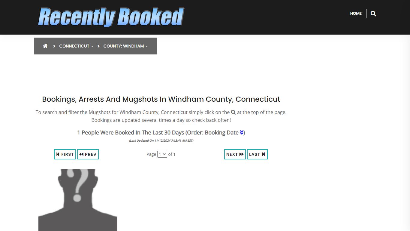 Bookings, Arrests and Mugshots in Windham County, Connecticut