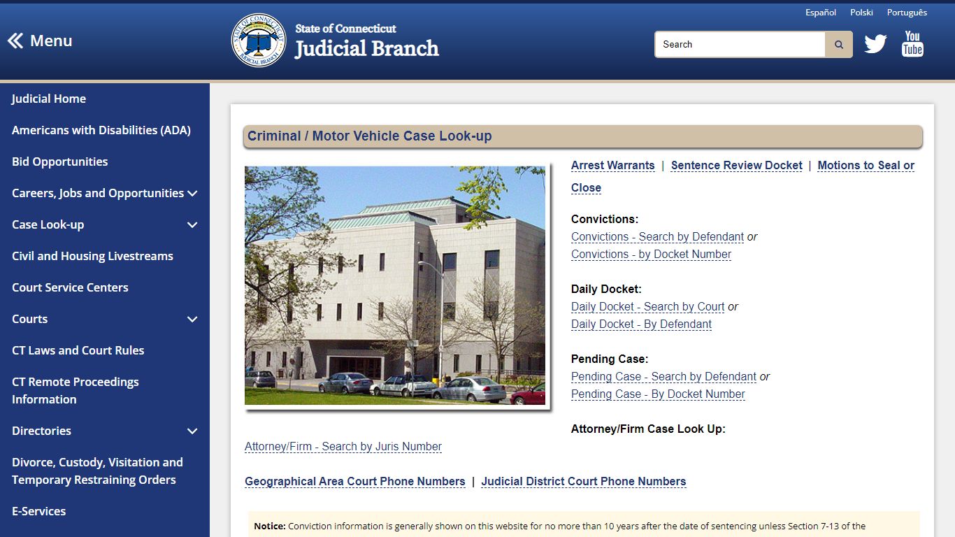 Criminal / Motor Vehicle Case Look-up - CT Judicial Branch